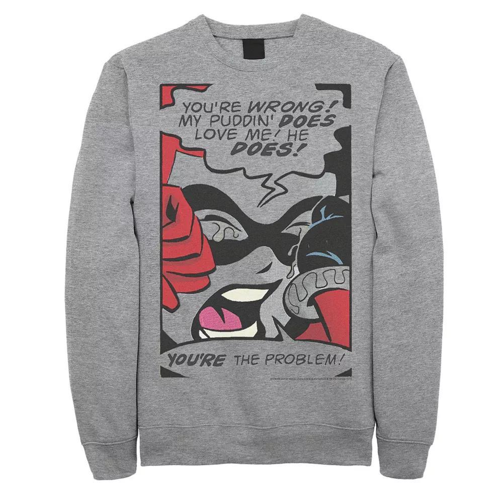 Men's DC Comics Harley Quinn Crying Comic Sweatshirt, Size: Medium, Athletic Grey Product Image