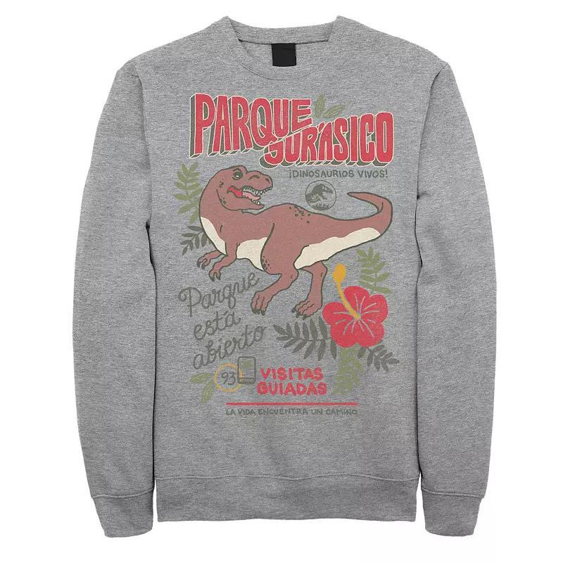 Men's Jurassic Park Spanish Opening Day Poster Sweatshirt, Size: Medium, Athletic Grey Product Image