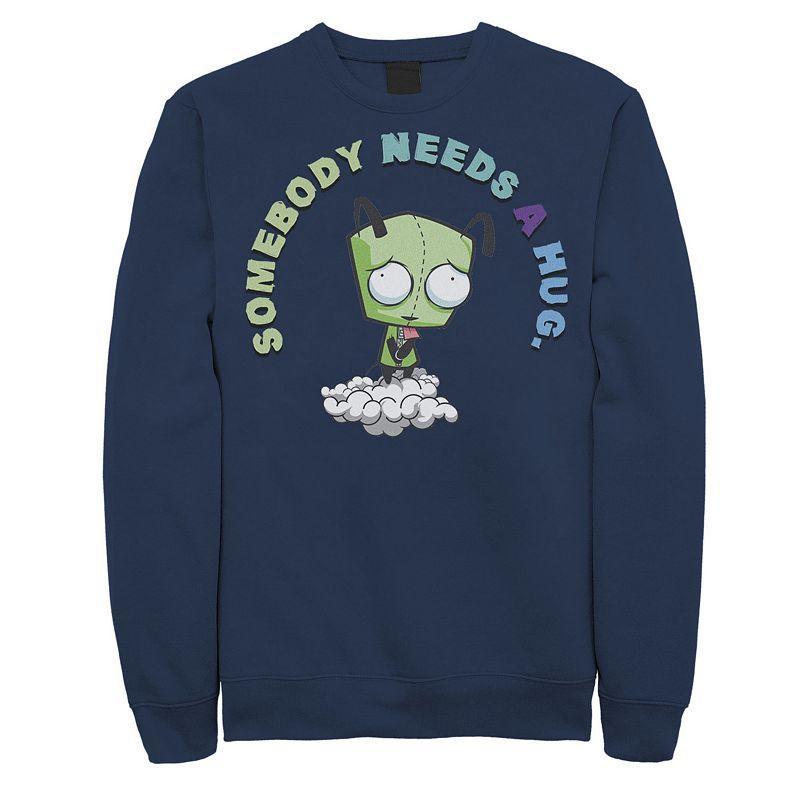 Men's Nickelodeon Invader Zim Gir Somebody Needs A Hug Sad Portait Graphic Fleece Pullover, Size: 3XL, Blue Product Image