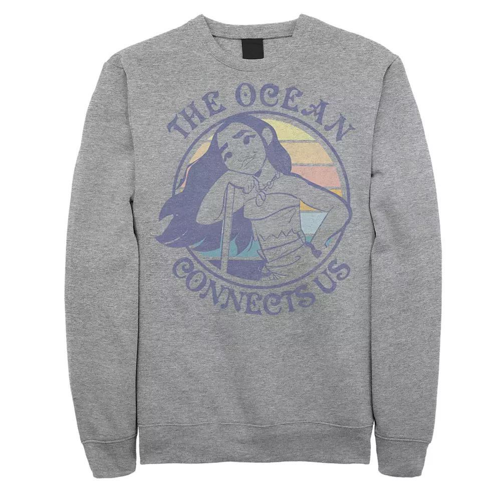 Disney's Moana Men's The Ocean Connects Us Sunset Fleece, Size: Small, Athletic Grey Product Image