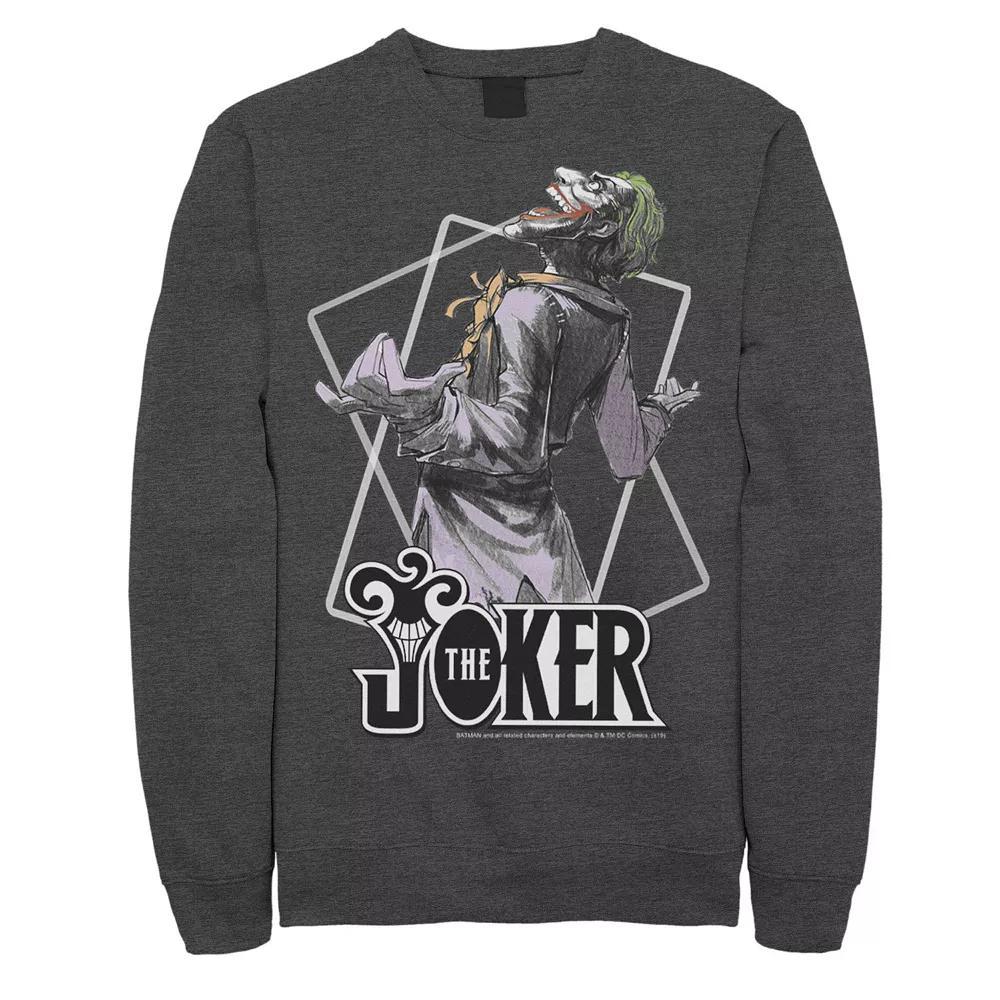 Men's DC Comics The Joker Laughing Maniac Portrait Sweatshirt, Size: Large, Grey Heather Product Image