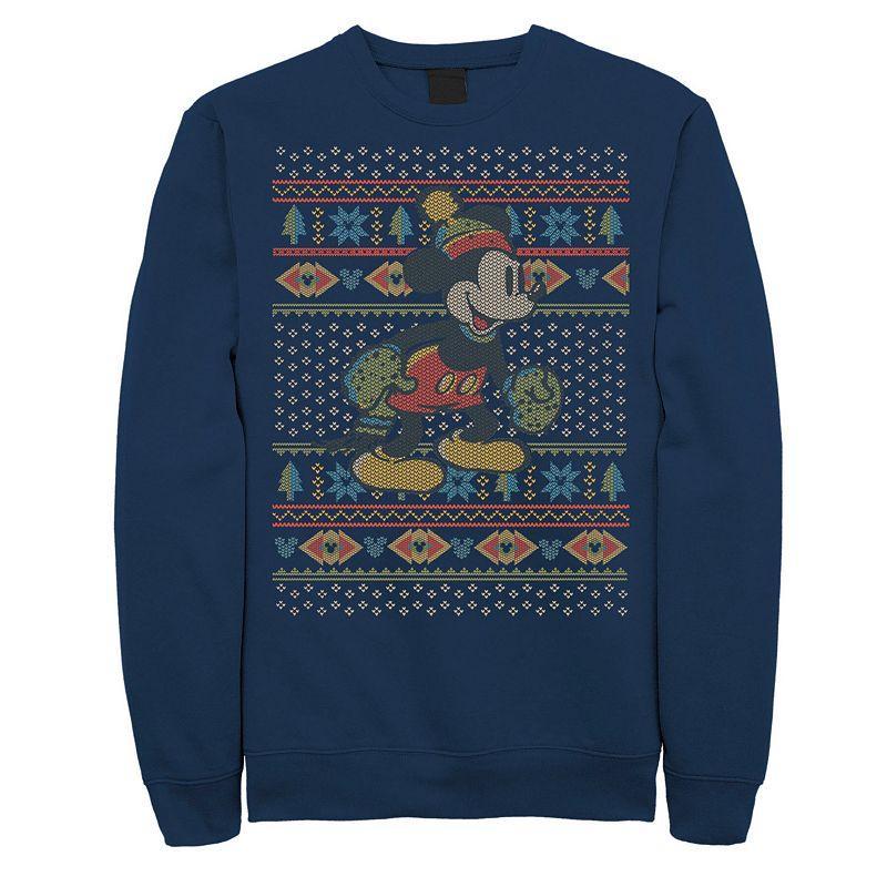 Disney's Mickey Mouse Christmas Sweater Style Men's Sweatshirt, Size: Small, Blue Product Image