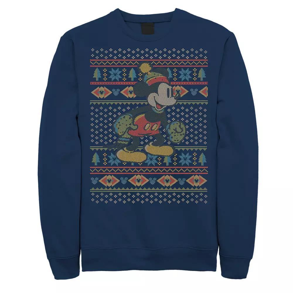 Disney's Mickey Mouse Christmas Sweater Style Men's Sweatshirt, Size: Small, Blue Product Image