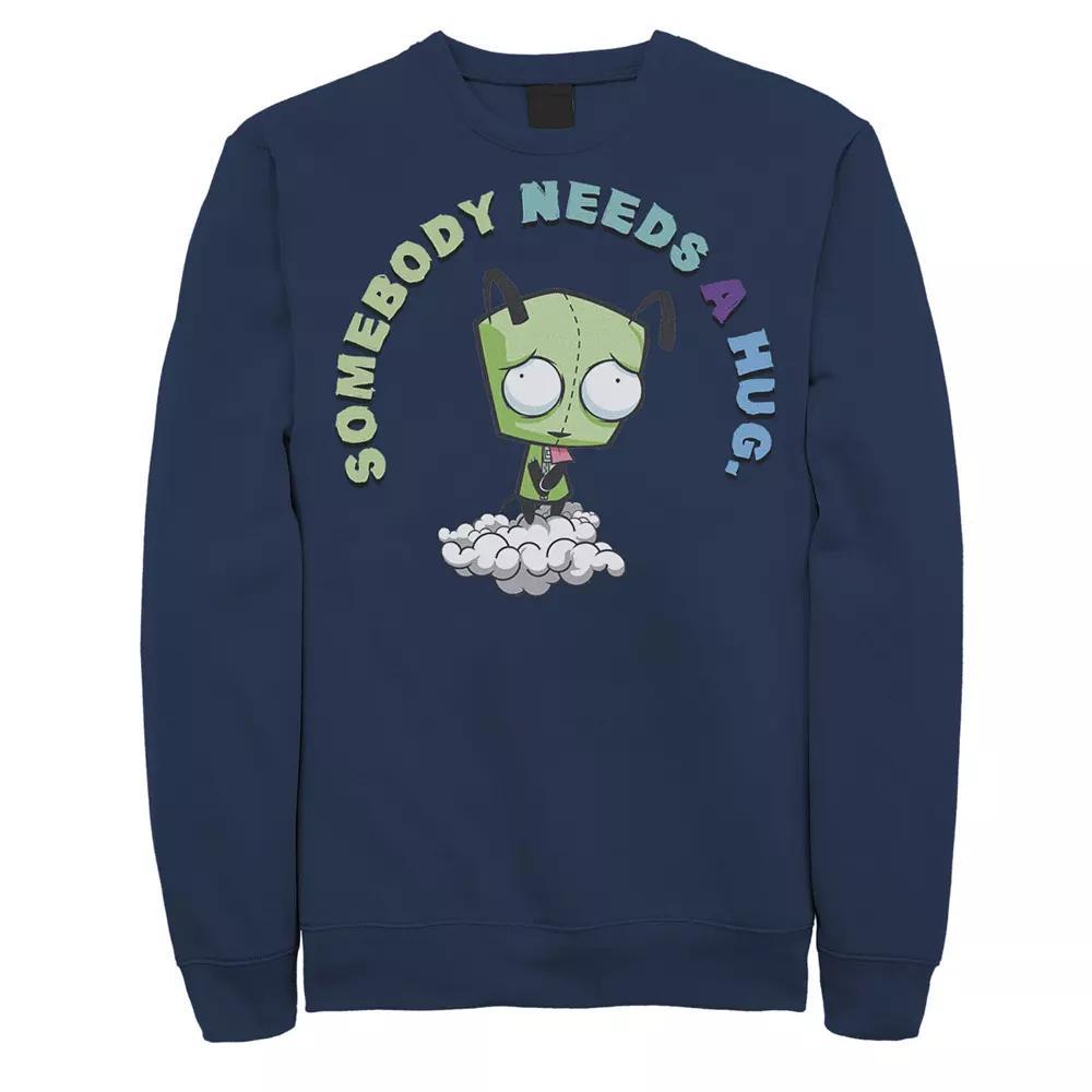 Men's Nickelodeon Invader Zim Gir Somebody Needs A Hug Sad Portait Graphic Fleece Pullover, Size: 3XL, Blue Product Image