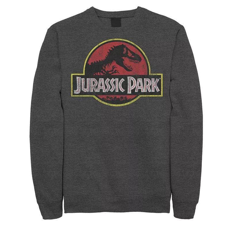 Men's Jurassic Park Tropical Tree Fill Fossil Logo Fleece, Size: Small, Grey Heather Product Image