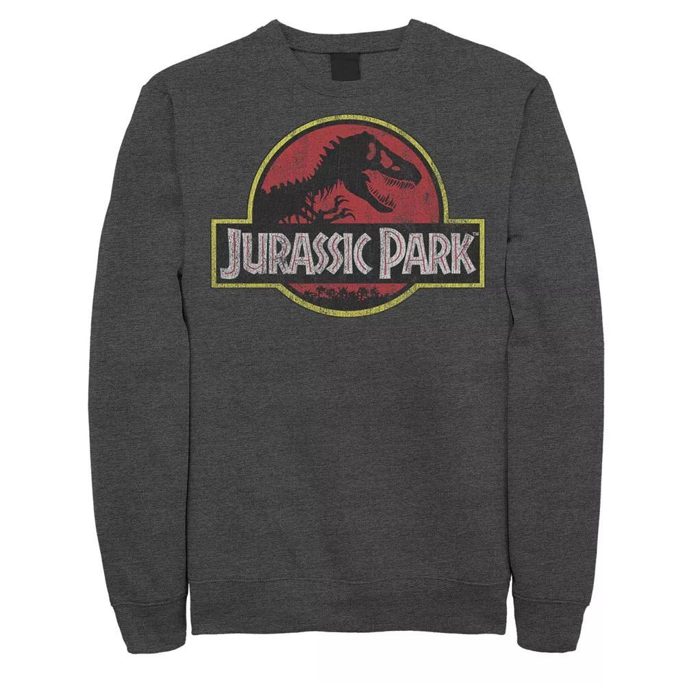 Men's Jurassic Park Tropical Tree Fill Fossil Logo Fleece, Size: Small, Grey Heather Product Image