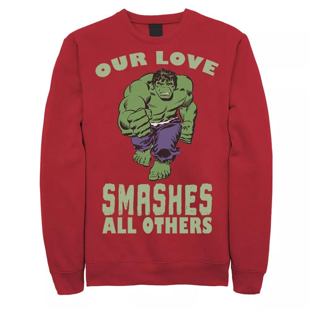 Men's Marvel Smashing Love Valentines Day Sweatshirt, Size: Large, Red Product Image