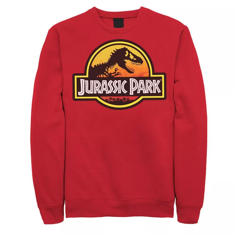 Mens Jurassic Park Gradient Sunset Logo Icon Sweashirt Grey Heather Product Image