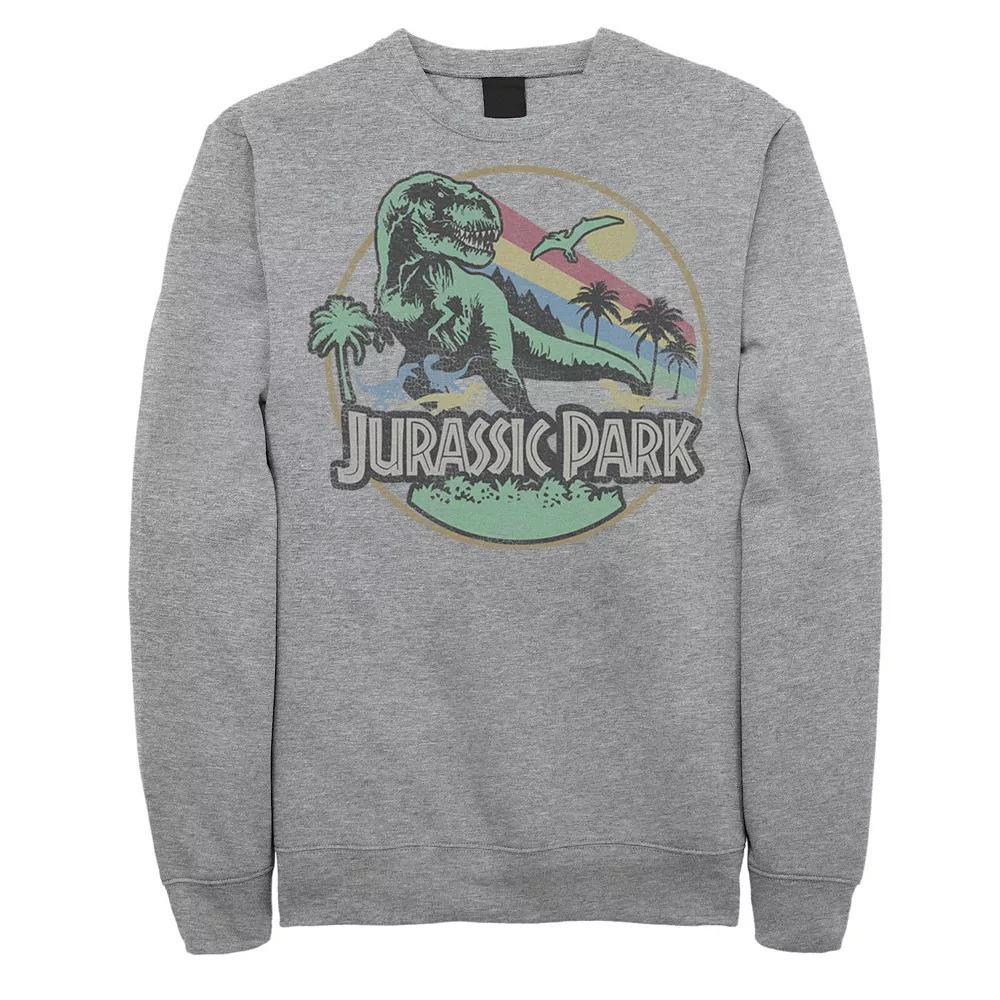 Men's Jurassic Park Retro Circle Color Stripes Sweatshirt, Size: Medium, Athletic Grey Product Image