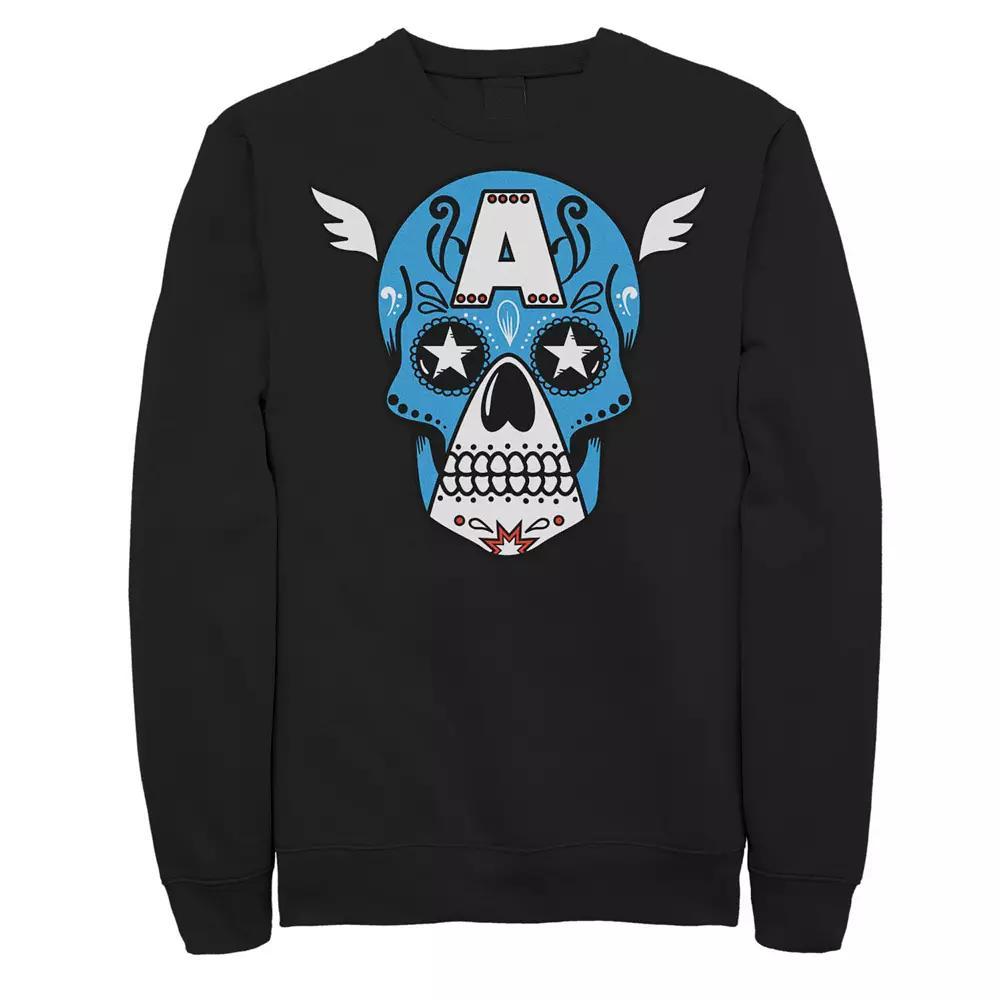 Men's Marvel Avengers Captain America Sugar Skull Sweatshirt, Size: XXL, Black Product Image