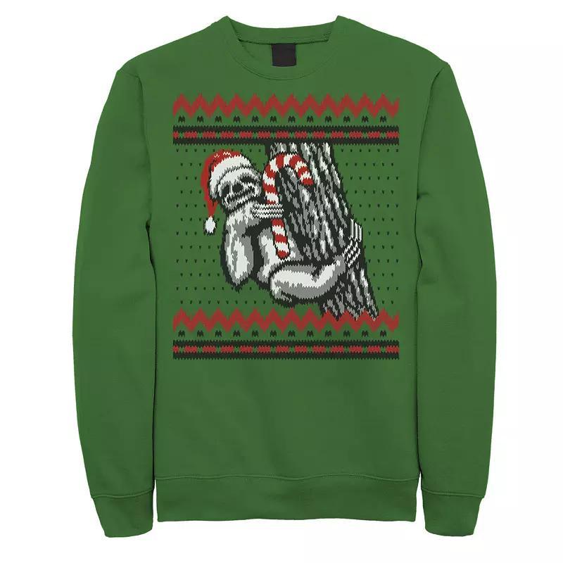 Men's Sloth Candy Cane Ugly Christmas Fleece Crewneck Sweatshirt, Size: XL, Kelly Product Image