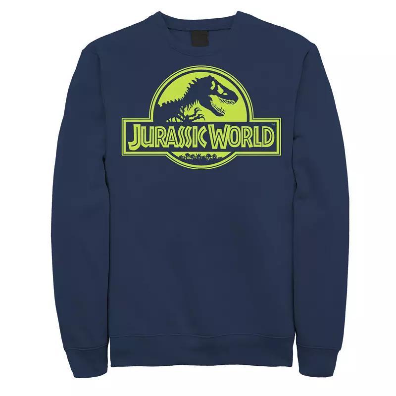 Men's Jurassic World Neon Green Classic Logo Fleece Graphic Pullover, Size: XL, Black Product Image