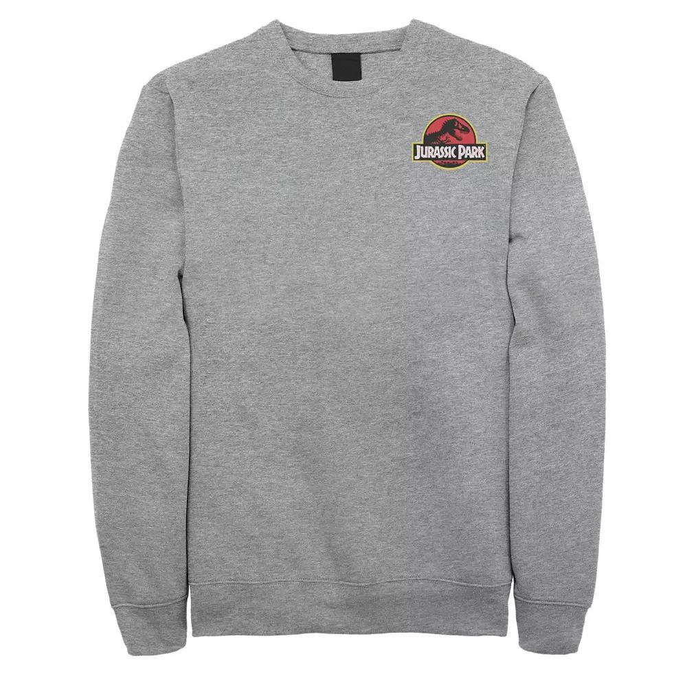 Men's Jurassic Park Logo Red & Yellow Pocket Sweatshirt, Size: 3XL, Athletic Grey Product Image