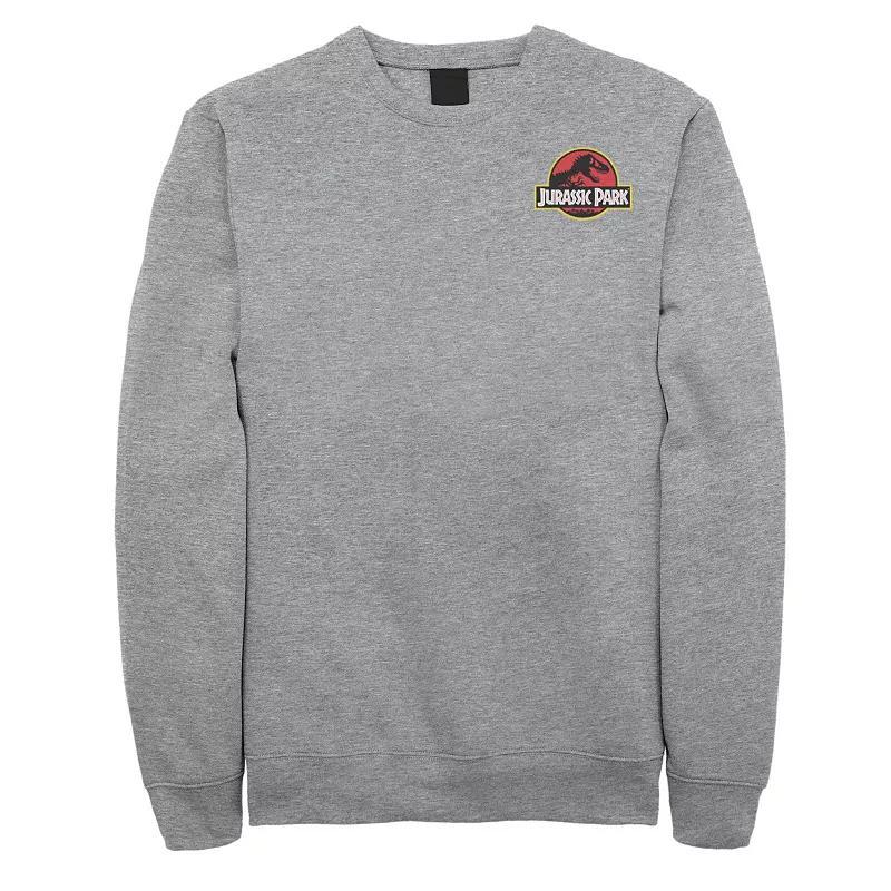 Men's Jurassic Park Logo Red & Yellow Pocket Sweatshirt, Size: 3XL, Athletic Grey Product Image