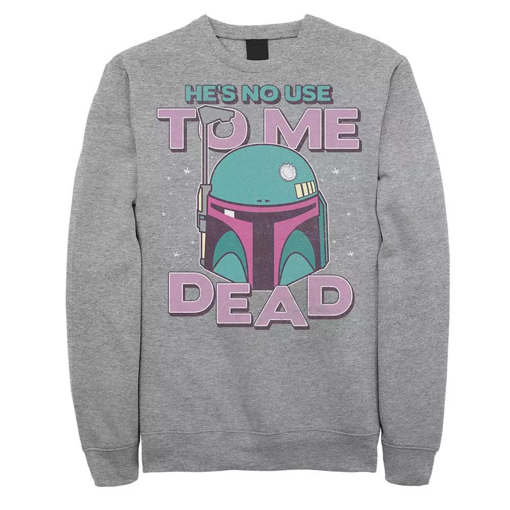 Men's Star Wars Boba Fett He Is No Used To Me Sweatshirt, Size: Large, Athletic Grey Product Image