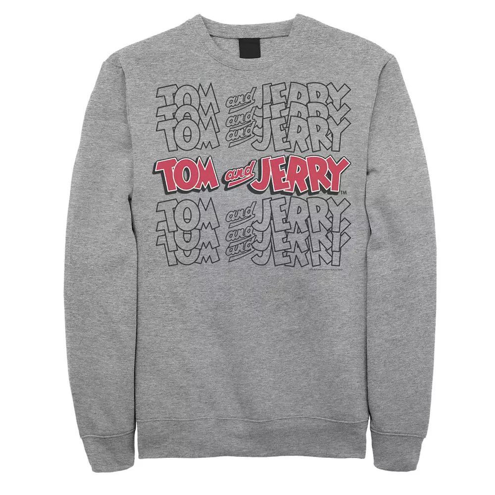 Mens Tom And Jerry Logo Stack Sweatshirt, Men's, Size: XXL, Athletic Grey Product Image