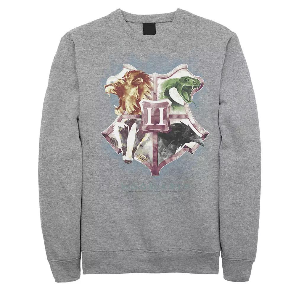 Big & Tall Harry Potter Hogwarts Crest Watercolor Graphic Fleece Pullover, Men's, Size: Large Tall, Athletic Grey Product Image