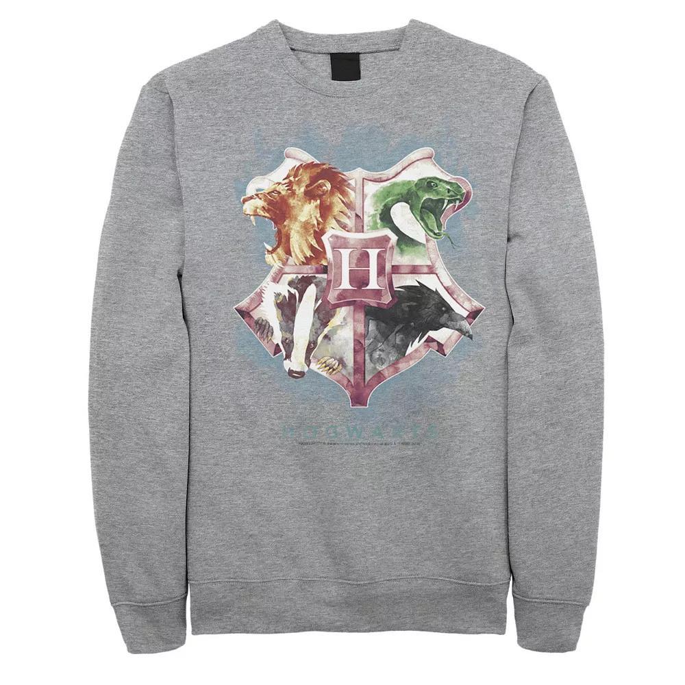 Big & Tall Harry Potter Hogwarts Crest Watercolor Graphic Fleece Pullover, Men's, Size: Large Tall, Athletic Grey Product Image