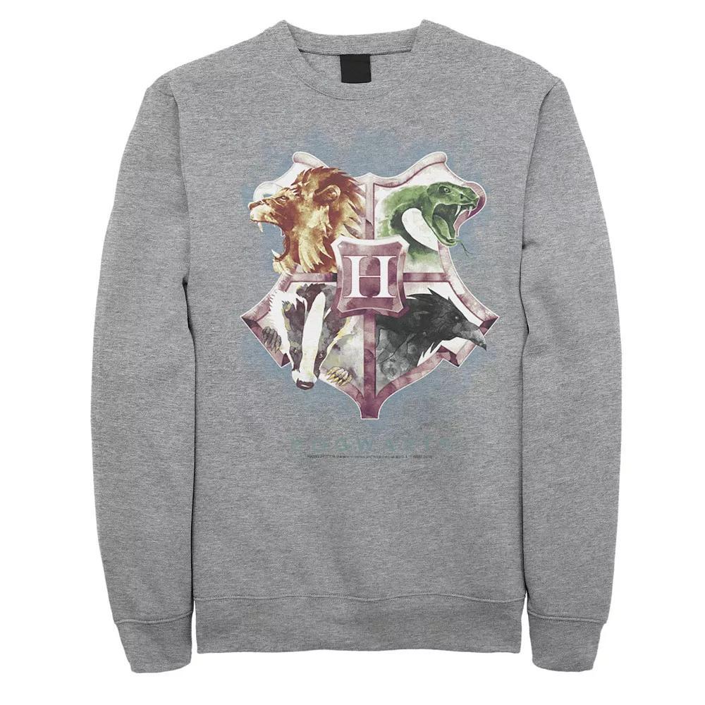 Men's Harry Potter Hogwarts Crest Watercolor Sweatshirt, Size: Medium, Athletic Grey Product Image