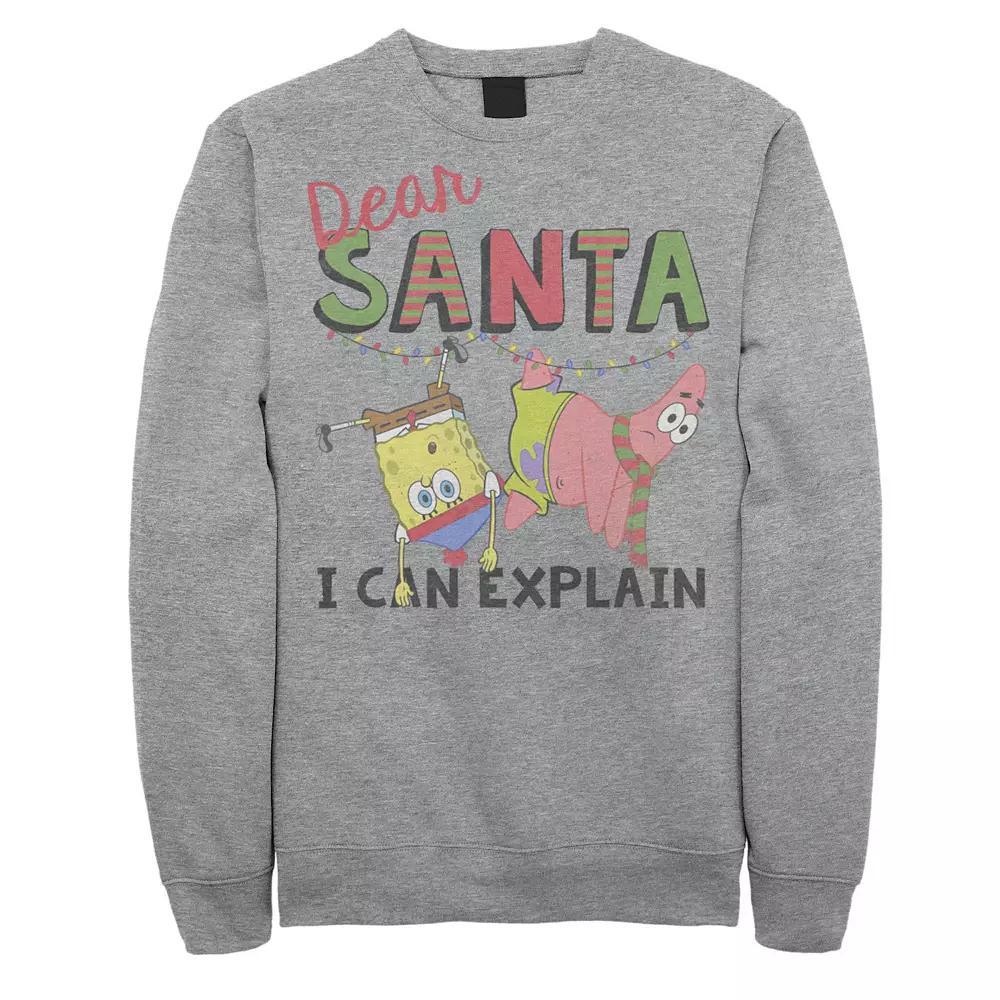 Men's Nickelodeon SpongeBob SquarePants Santa I Can Explain Sweatshirt, Size: Medium, Athletic Grey Product Image