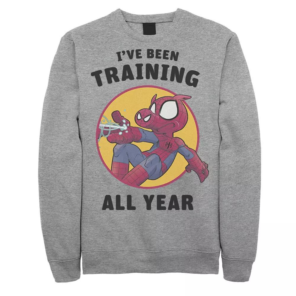 Men's Marvel Spider-Ham I've Been Training All Year Sweatshirt, Size: XXL, Athletic Grey Product Image