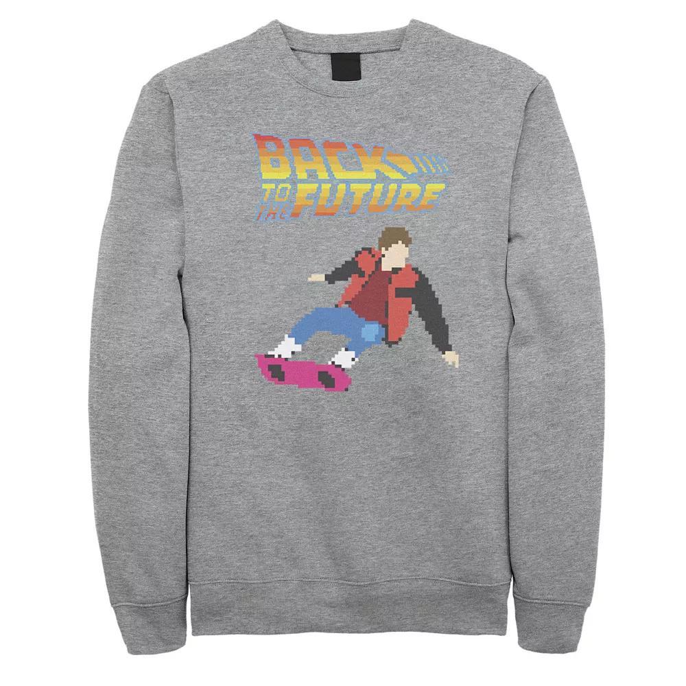 Men's Back To The Future 8-Bit Marty on Hoverboard Sweatshirt, Size: XXL, Athletic Grey Product Image