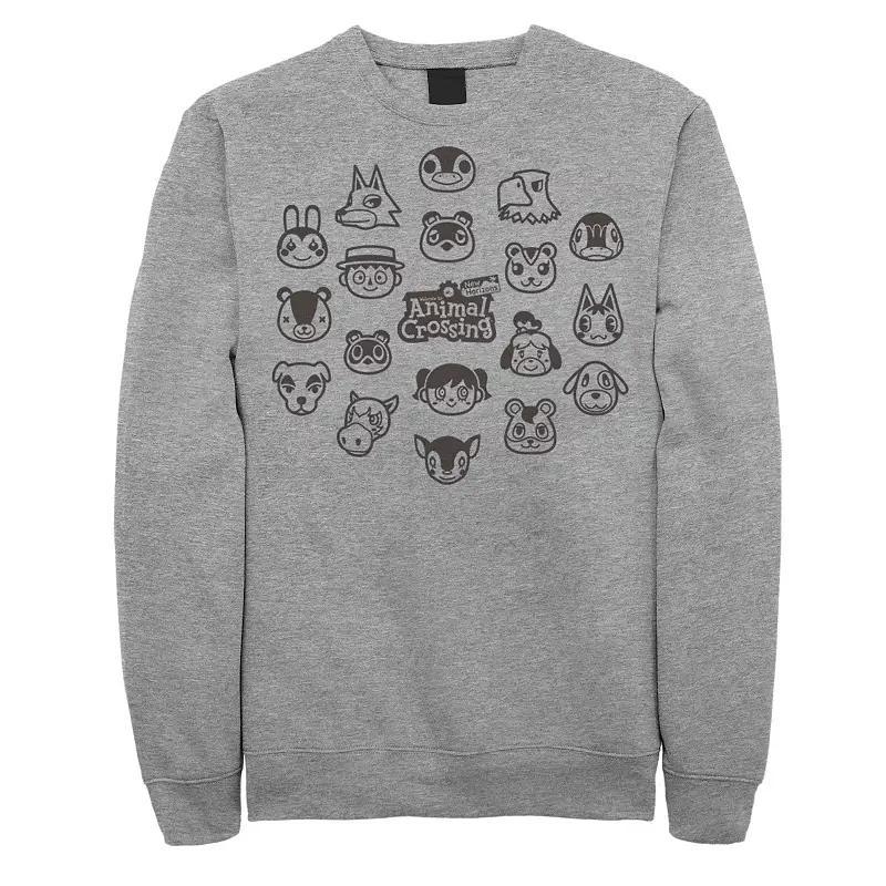 Big & Tall Animal Crossing Characters Heads Group Fleece Sweatshirt, Men's, Size: 4XL, Athletic Grey Product Image