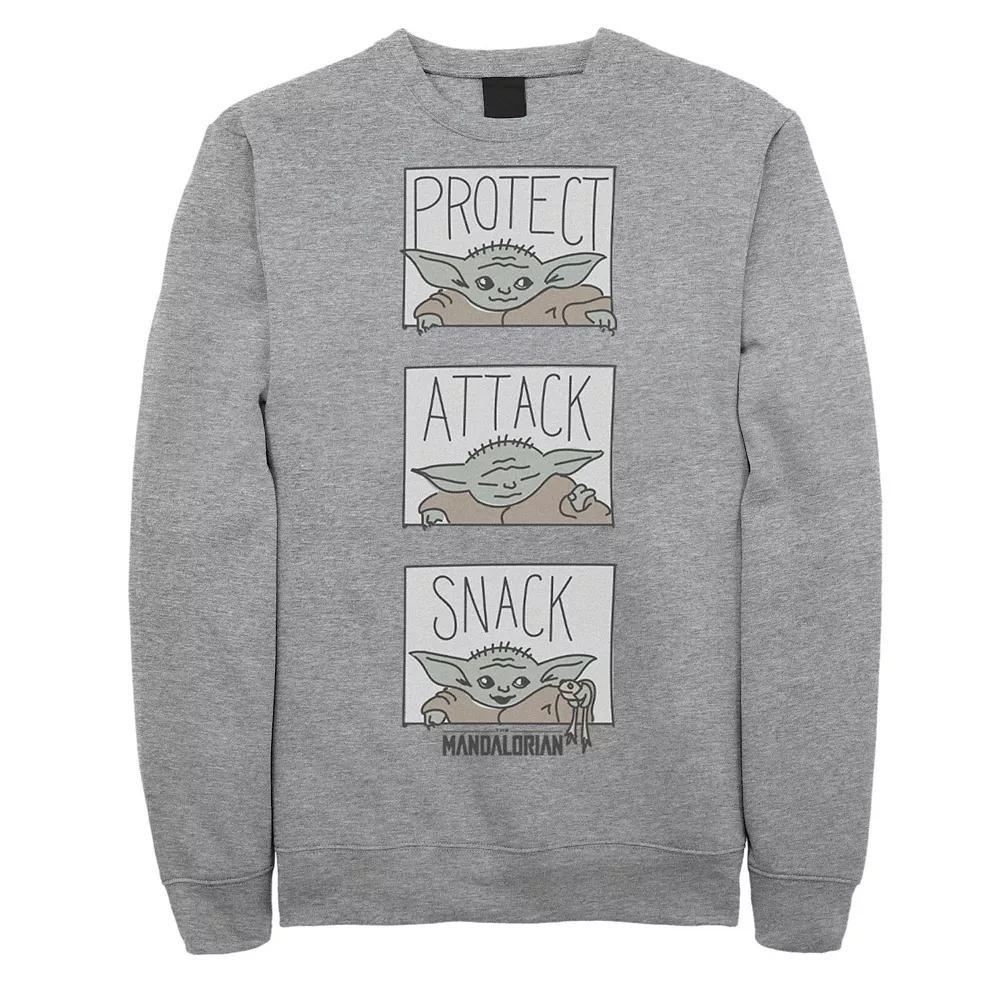 Men's Star Wars The Mandalorian The Child Protect Attack Snack Sweatshirt, Size: XXL, Athletic Grey Product Image