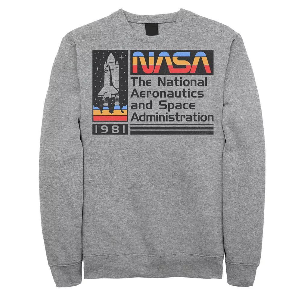 Men's NASA National Aeronautics Striped Logo Graphic Fleece Pullover, Size: XXL, Athletic Grey Product Image