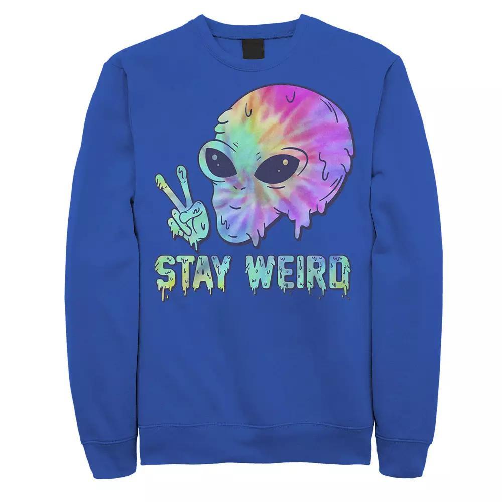 Men's Tye Dye Alien Peace Stay Weird Sweatshirt, Size: XXL, Royal Product Image