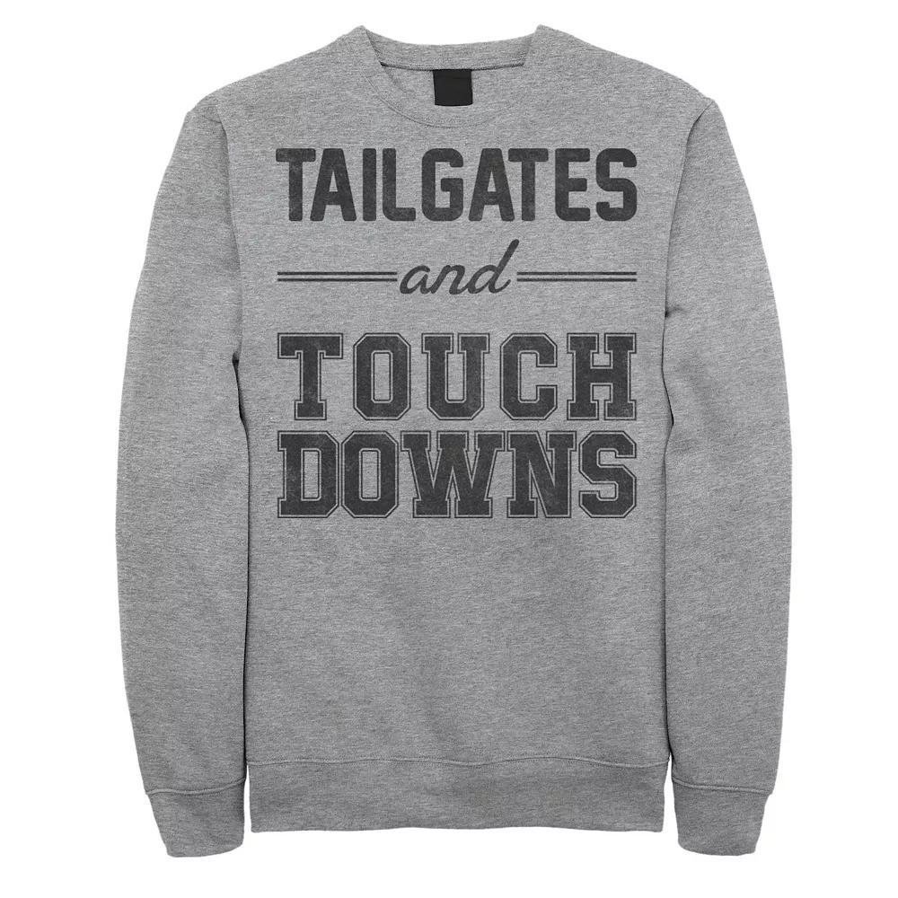 Men's Tailgates And Touchdowns Word Stack Graphic Fleece Pullover, Size: Large, Athletic Grey Product Image