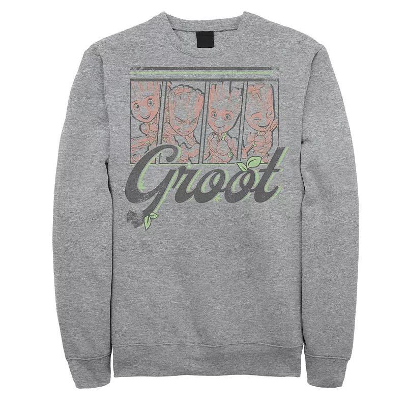 Men's Marvel Guardians Of The Galaxy Cute Groot Panels Sweatshirt, Size: XL, Athletic Grey Product Image