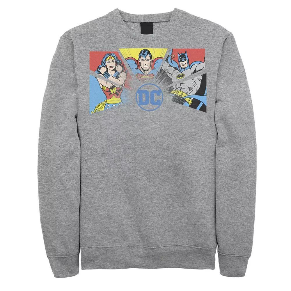 Men's Justice League The Big Three DC Logo Sweatshirt, Size: Small, Athletic Grey Product Image