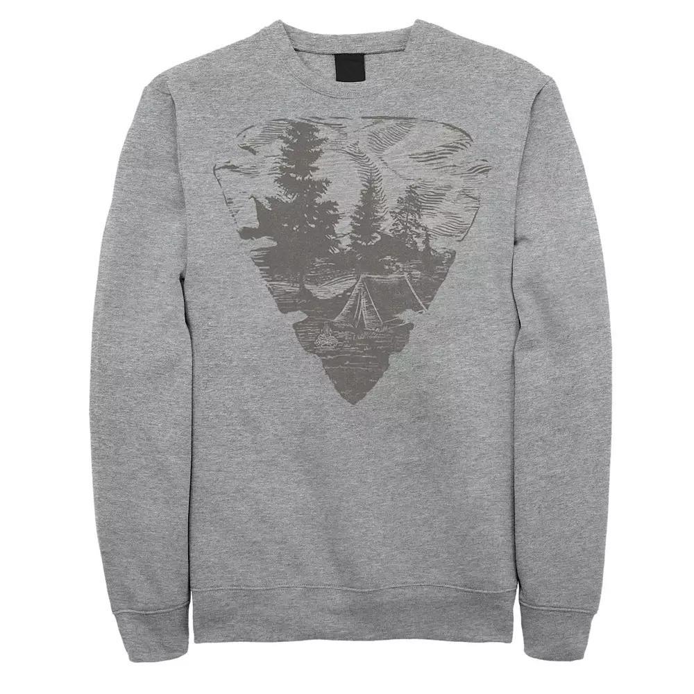 Men's Fifth Sun Arrowhead Camping Sketch Fill Sweatshirt, Size: Medium, Athletic Grey Product Image