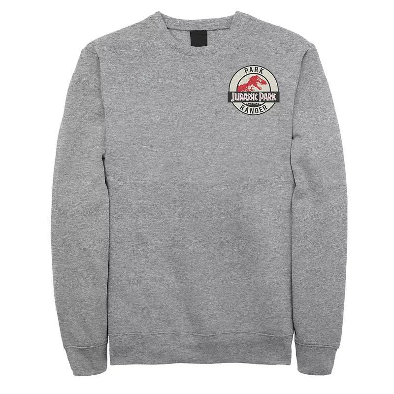 Men's Jurassic Park Ranger Logo Tan Badge Fleece, Size: XL, Athletic Grey Product Image