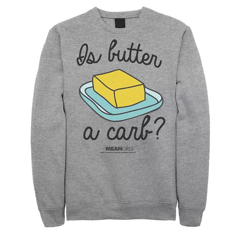 Men's Mean Girls Is Butter A Carb Script Sketch Fleece, Size: Medium, Athletic Grey Product Image