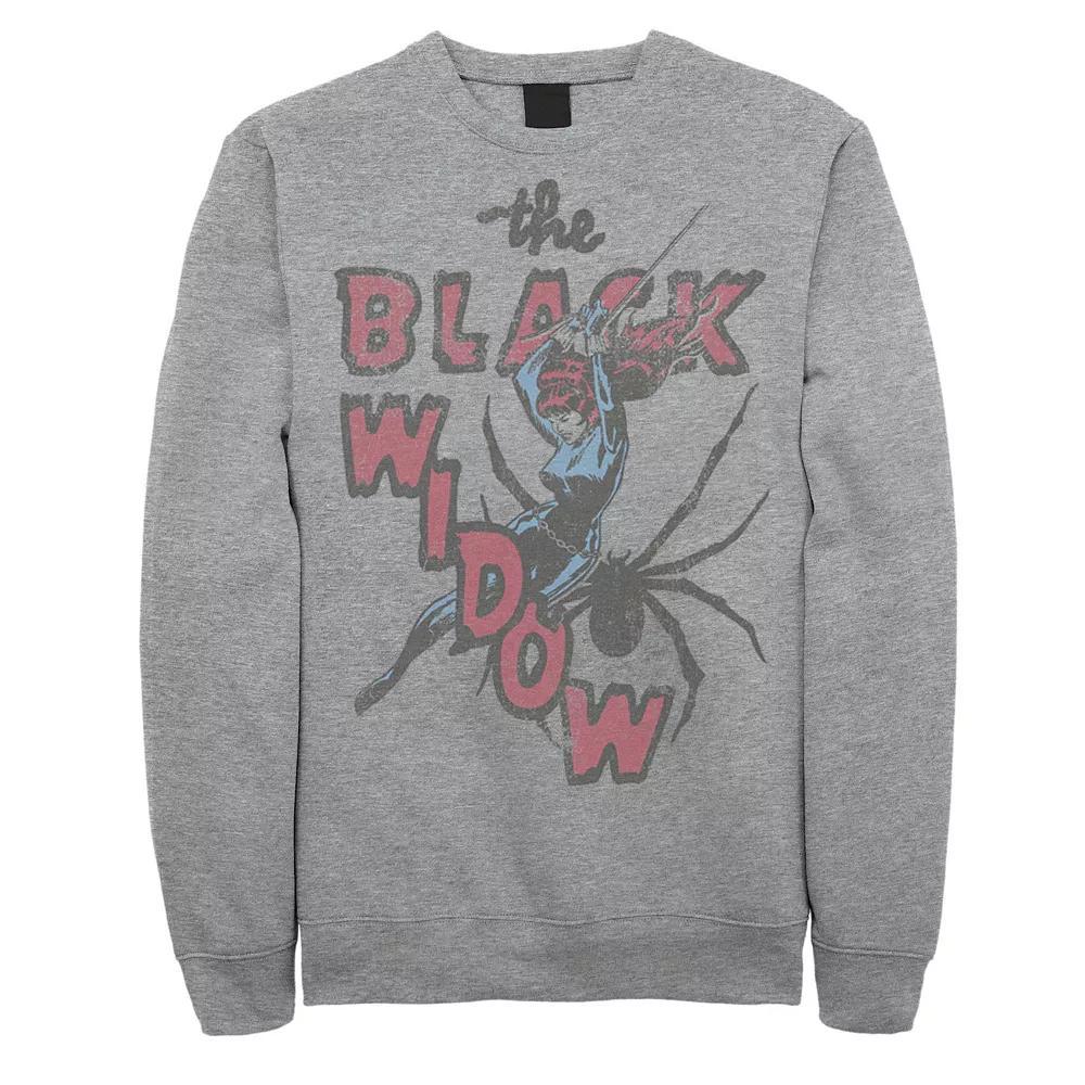 Men's Marvel Thrifted Black Widow Sweatshirt, Size: XL, Athletic Grey Product Image
