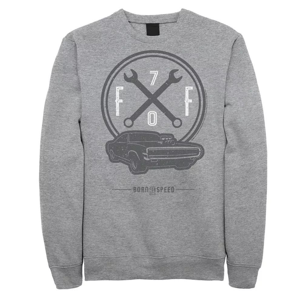 Big & Tall Fast And Furious Born for Speed And Cars Fleece Sweatshirt, Men's, Size: XL Tall, Athletic Grey Product Image
