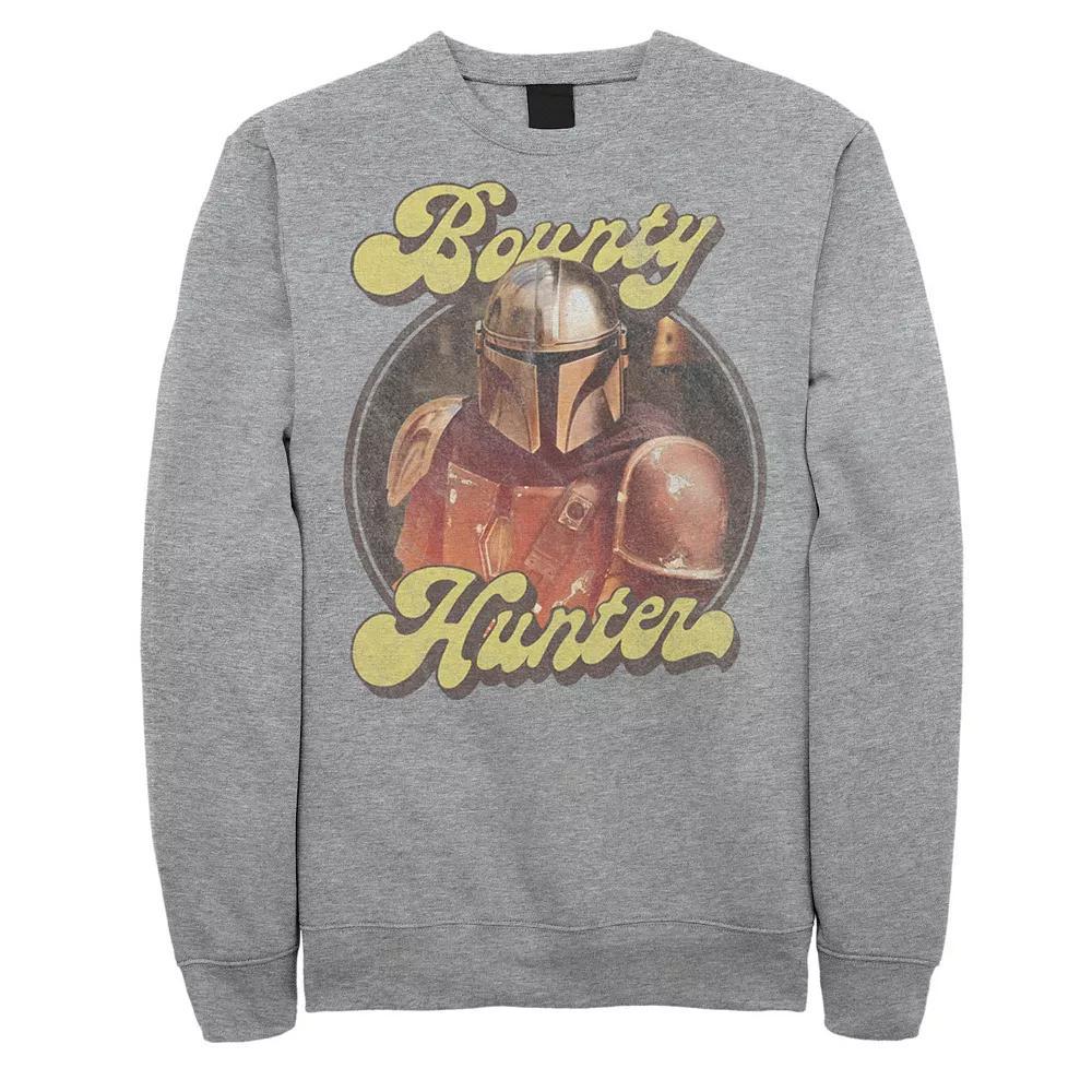 Men's Star Wars The Mandalorian Retro Bounty Hunter Graphic Fleece Pullover, Size: Small, Athletic Grey Product Image