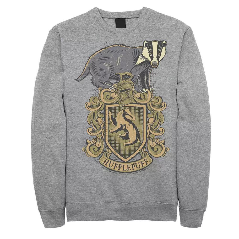 Men's Harry Potter Hufflepuff House Crest Fleece Pullover, Size: XXL, Athletic Grey Product Image