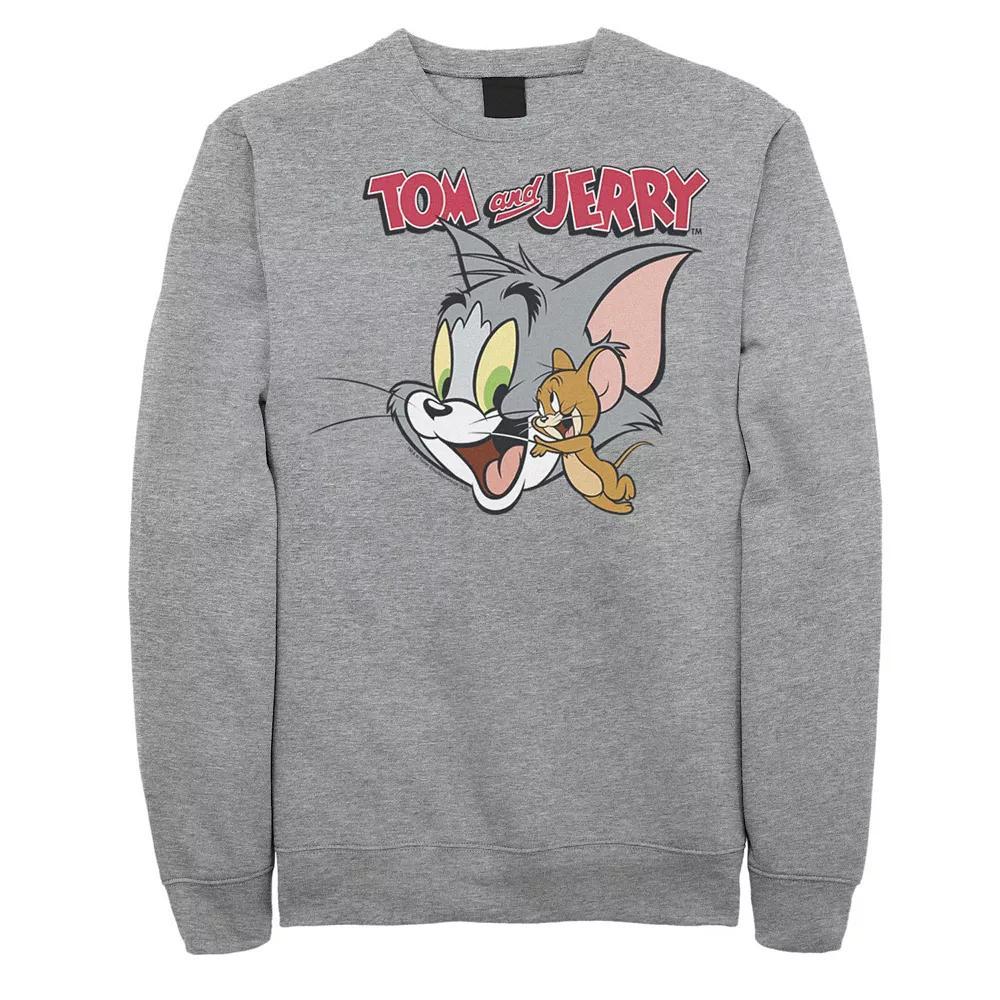 Men's Tom And Jerry Simple Portrait Logo Sweatshirt, Size: XXL, Athletic Grey Product Image