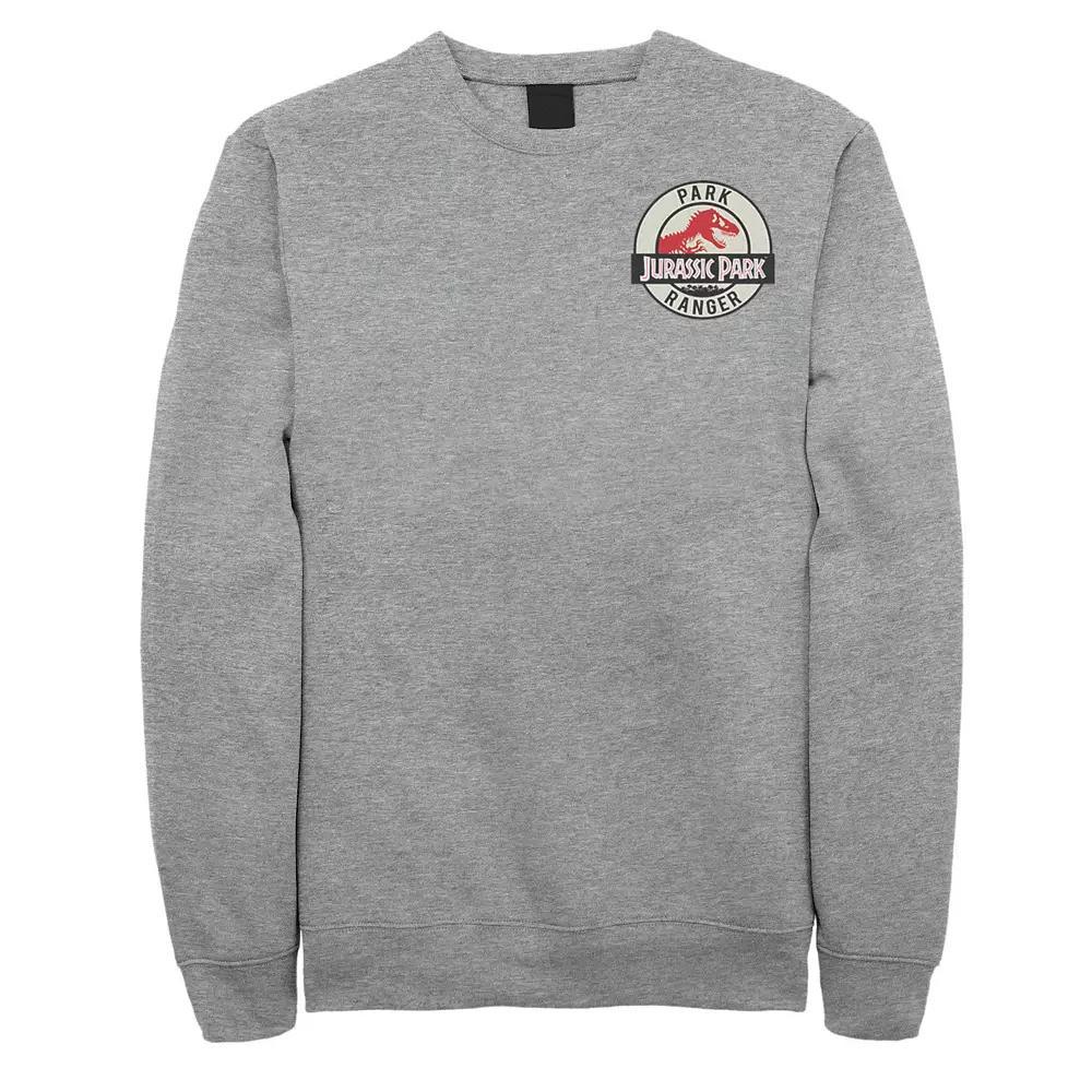 Men's Jurassic Park Ranger Logo Tan Badge Fleece, Size: XL, Athletic Grey Product Image