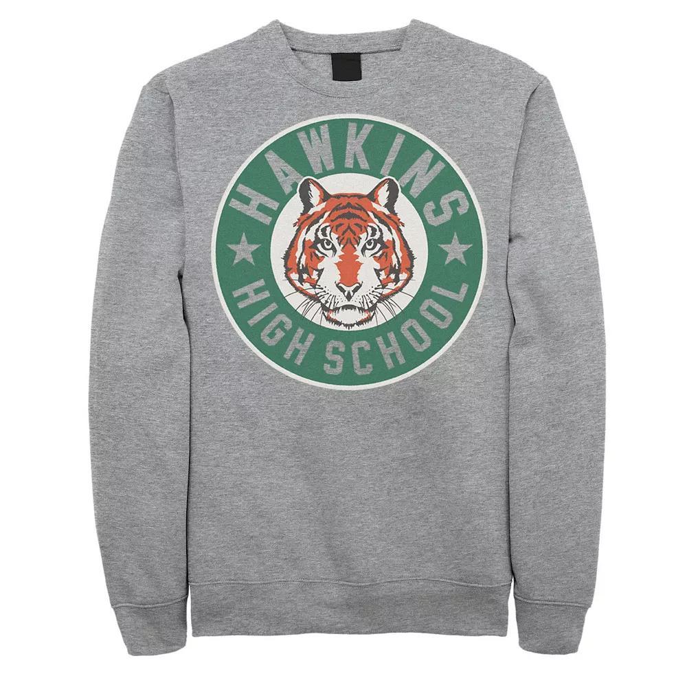 Men's Netflix Stranger Things Hawkins High School Logo Sweatshirt, Size: Medium, Athletic Grey Product Image