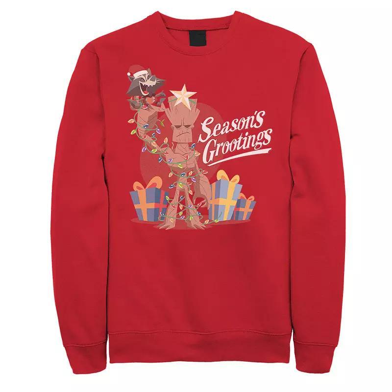 Men's Marvel Rocket And Groot Seasons Grootings Sweatshirt, Size: Medium, Red Product Image