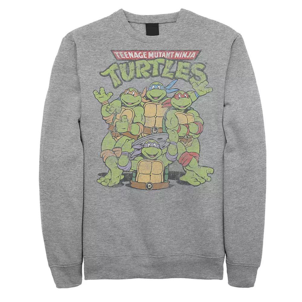 Big & Tall Nickelodeon Teenage Mutant Ninja Turtles Group Pose Fleece Sweatshirt, Men's, Size: 4XL, Athletic Grey Product Image