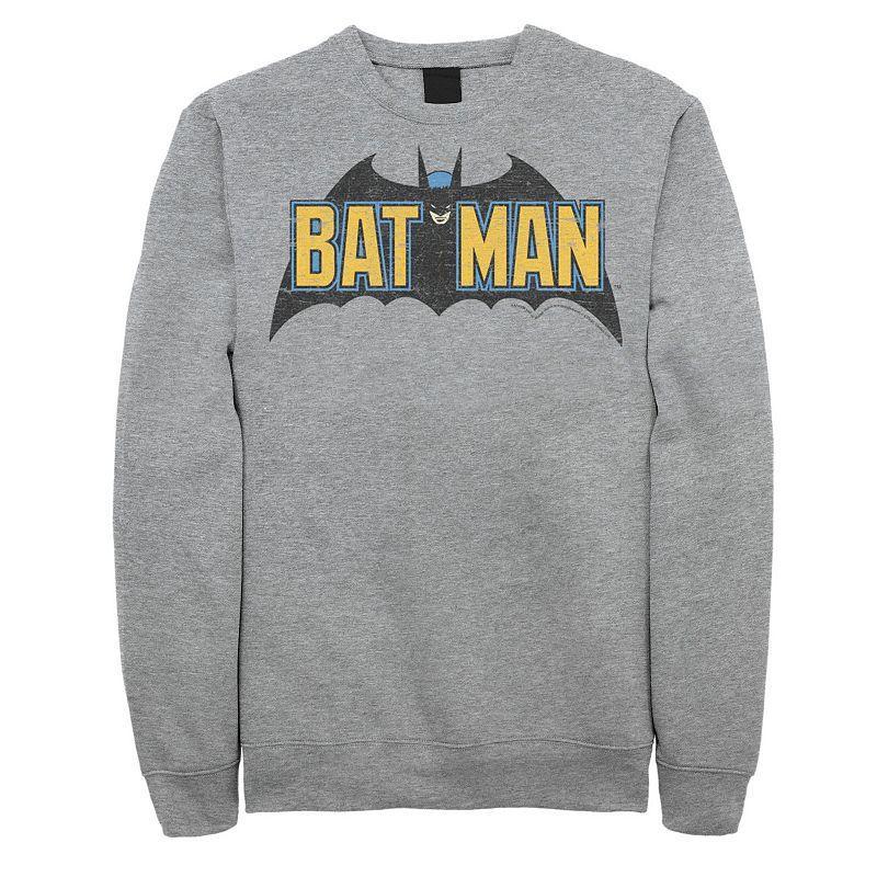 Big & Tall DC Comics Batman Distressed Vintage Text Logo Graphic Fleece Pullover, Men's, Size: 4XL, Athletic Grey Product Image