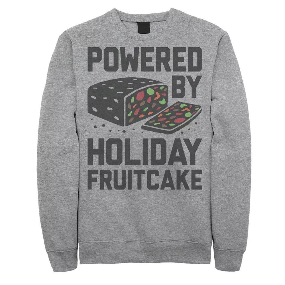 Men's Powered By Holiday Fruitcake Christmas Sweatshirt, Size: Small, Athletic Grey Product Image