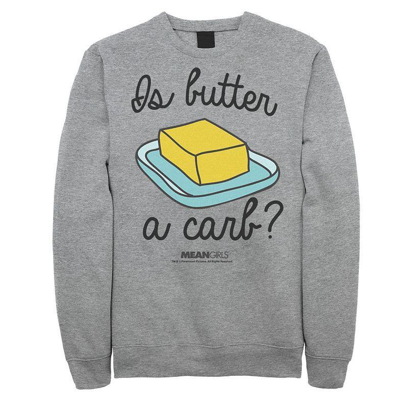 Men's Mean Girls Is Butter A Carb Script Sketch Fleece, Size: Medium, Athletic Grey Product Image