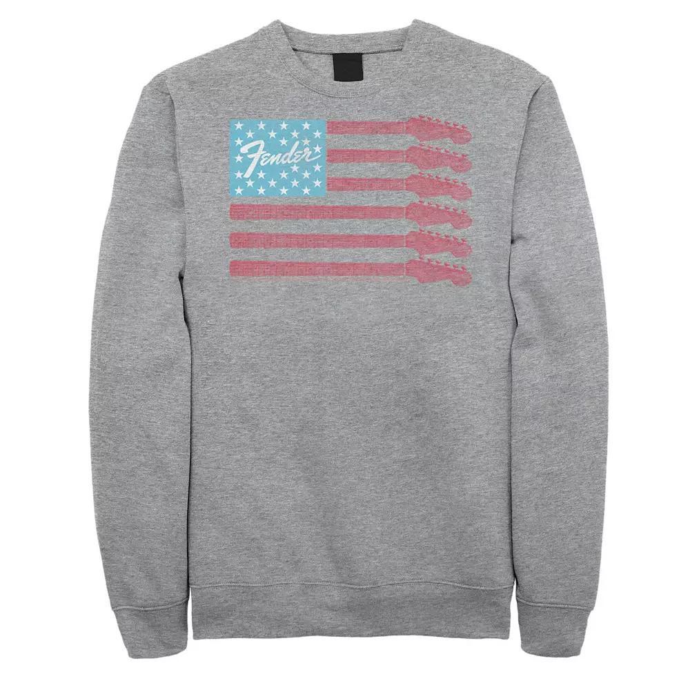 Big & Tall Fender Guitar's Arms American Flag Fleece Sweatshirt, Men's, Size: Large Tall, Athletic Grey Product Image