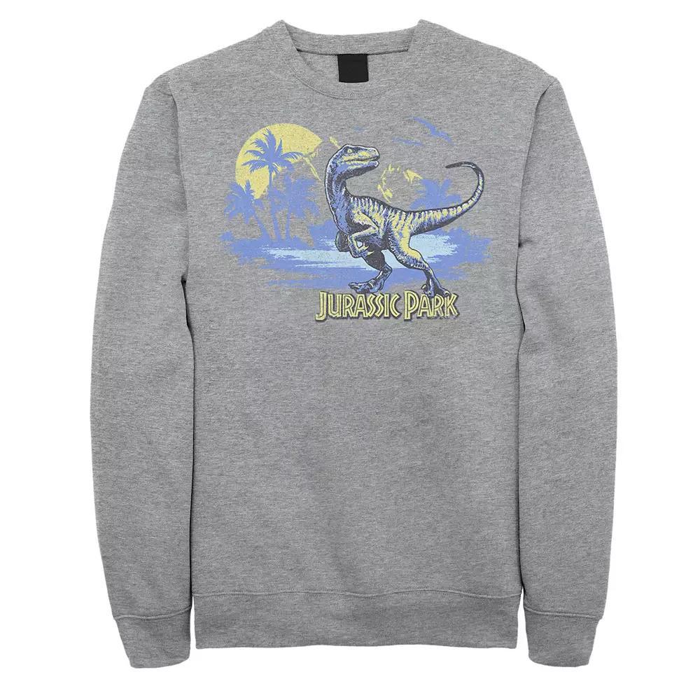 Men's Jurassic Park Raptor Distressed Portrait Sweatshirt, Size: Medium, Athletic Grey Product Image